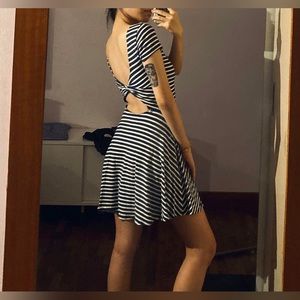 Abercrombie & Fitch navy striped open back dress